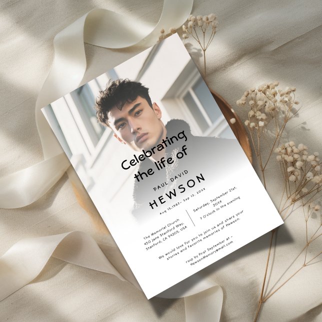 Vellum Overlay Foto Beerdigung Gedenkfeier Einladung (Von Creator hochgeladen)
