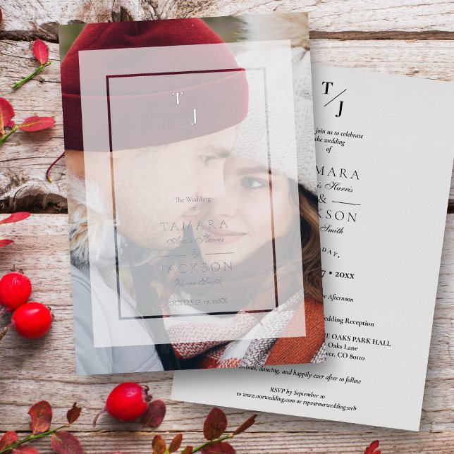 Vellum-Transparenzeffekt Foto-Hochzeitstipps Folieneinladung (Von Creator hochgeladen)