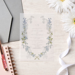 Vellum Vintage Dusty Blue Garten Monogramm Hochzei
