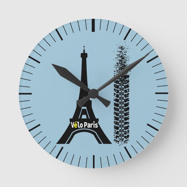 Velo Paris Bike Eiffelturm Runde Wanduhr (Vorderseite)