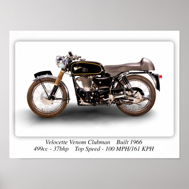 Velocette Venom Clubman 1966 Motorrad - A3 Poster (Vorne)