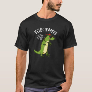Veloci-rapper Funny Dinosaur Pun Dark BG T-Shirt