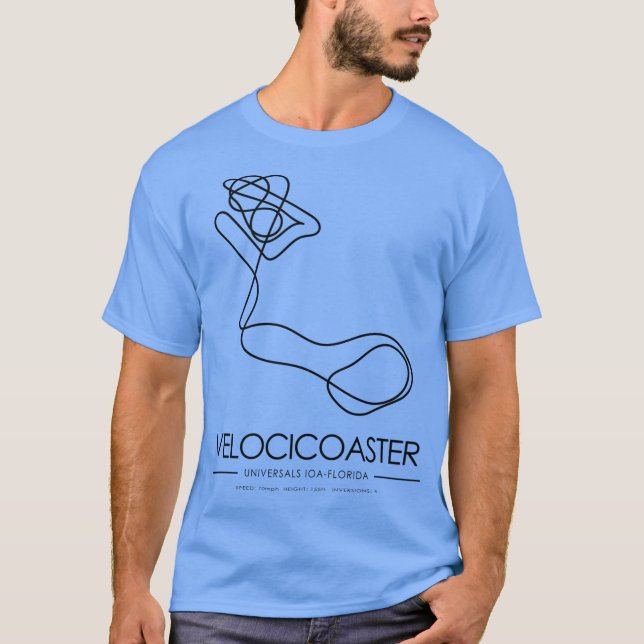 Velocicoaster minimalistisches Achterbahn-Layout T-Shirt (Vorderseite)