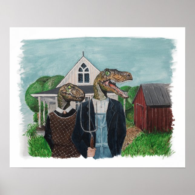 Velociraptor American Gothic Poster (Vorne)