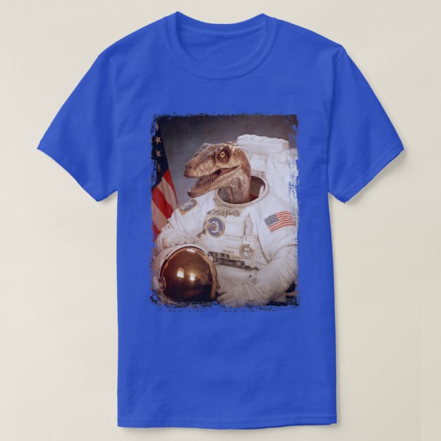 Velociraptor Astronaut Dino Space Suit Moon Rocket T-Shirt (Design vorne)