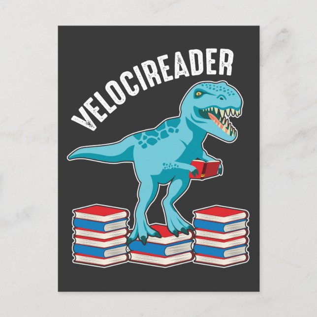 Velociraptor Buchleser Funny Dinosaur Student Postkarte (Vorderseite)