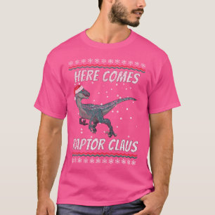 Velociraptor Christmas Hier kommt Raptor Claus Din T-Shirt