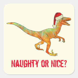Velociraptor Dinosaur Festive Funny Raptor Slogan Quadratischer Aufkleber