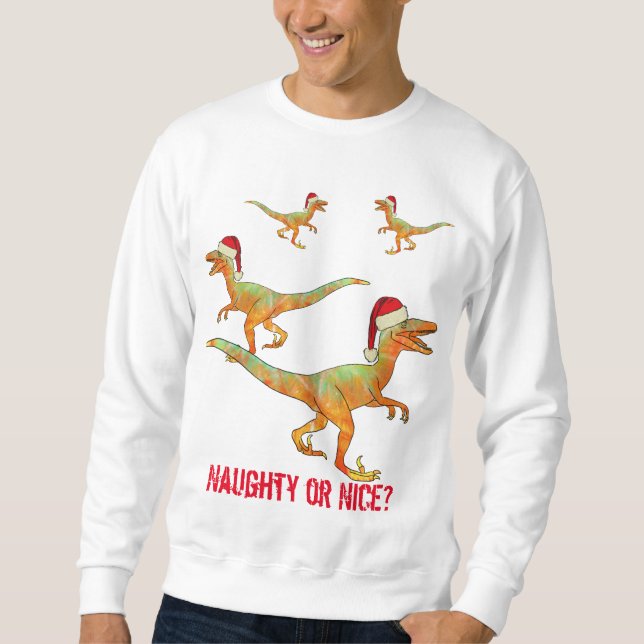 Velociraptor Dinosaur Funny Weihnachten Slogan Sweatshirt (Vorderseite)