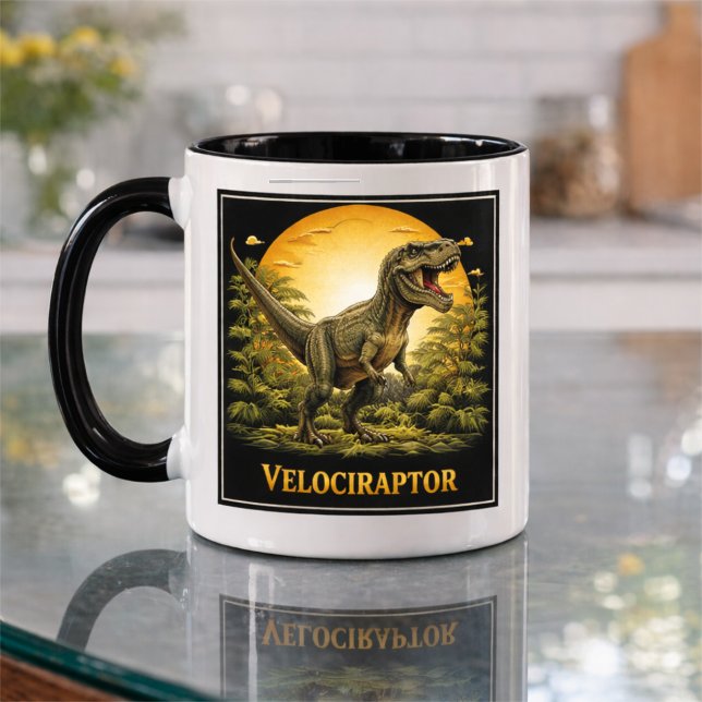 Velociraptor Dinosaur Prehistoric Moon Tasse (Von Creator hochgeladen)