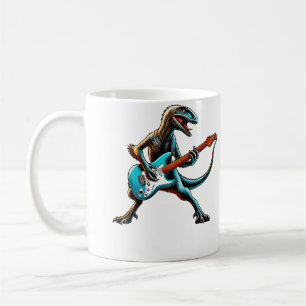 Velociraptor Dinosaur spielt Gitarre Musiker Musik Kaffeetasse