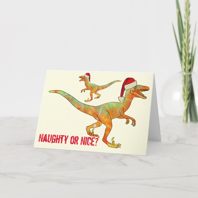 Velociraptor Funny Festive Santa Raptor Dinosaurie Karte (Vorderseite)