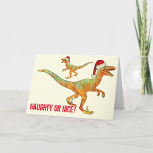 Velociraptor Lustiges Festliches Weihnachtsmann-Ra Karte