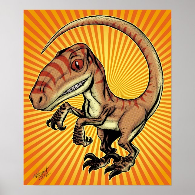 Velociraptor Raptor Dinosaur von Marco D Carillo Poster (Vorne)