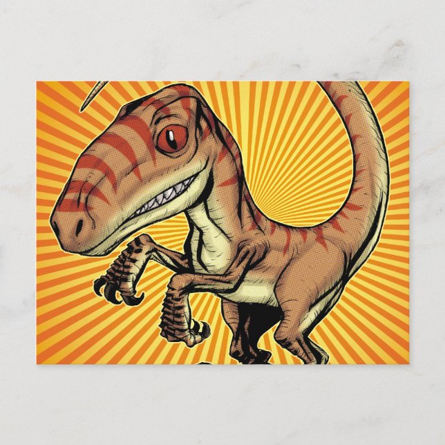 Velociraptor Raptor Dinosaur von Marco D Carillo Postkarte (Vorderseite)