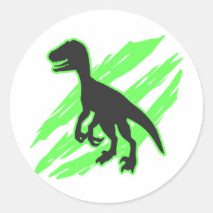 Velociraptor-Silhouette - Hintergrundfarbe auswähl Runder Aufkleber