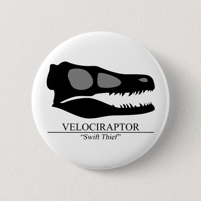 Velociraptor Skull Button (Vorderseite)