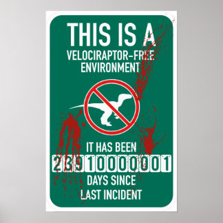 Velociraptor - Unfall - freies Zeichen (blutgespül Poster