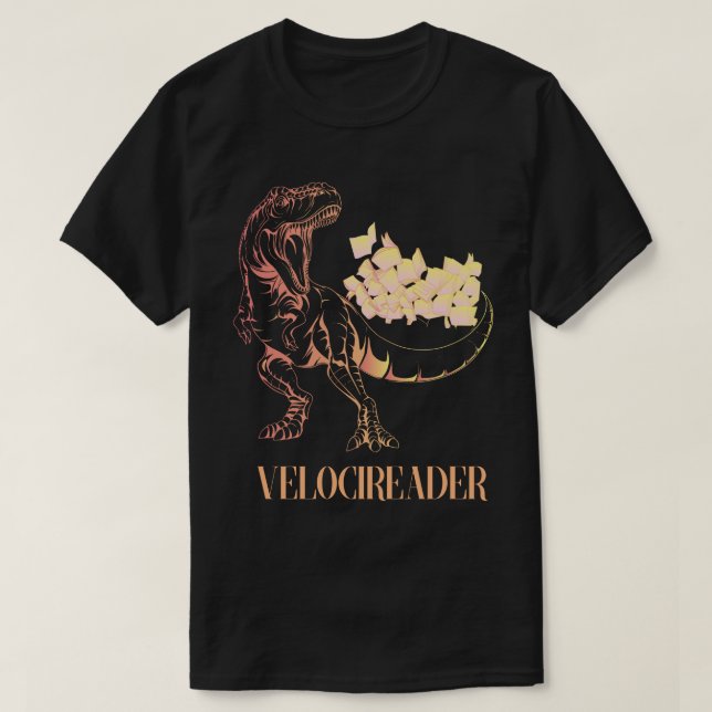 Velocireader Phantastisch Velociraptor Reader Dino T-Shirt (Design vorne)