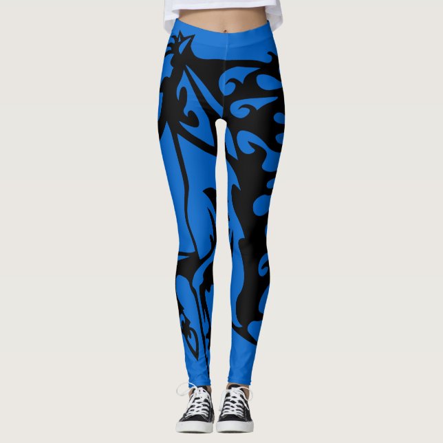 Velocity Blue Pony Horse Hallion Bronco Line Kunst Leggings (Vorderseite)