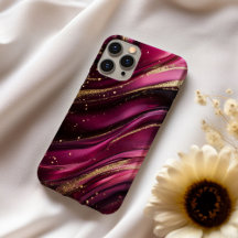 Velours Royale Luxus Magenta Seidenmarmor Gold