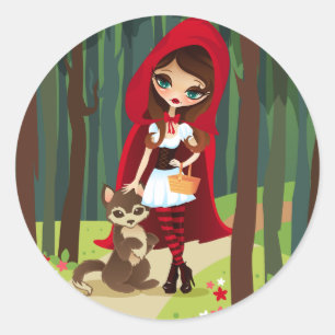 Velusa Red Riding Hood Runder Aufkleber
