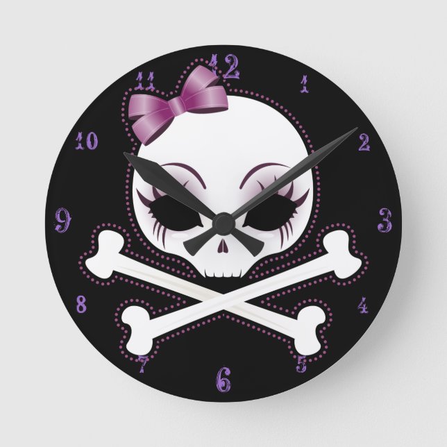 VelusaSkullie Runde Wanduhr (Vorderseite)