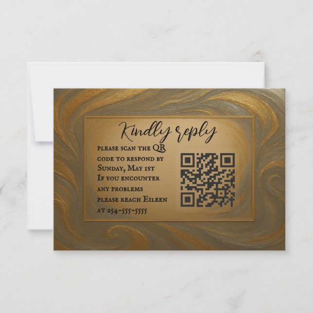 Velvet Alloy QR Code Wedding RSVP Card Karte (Vorderseite)