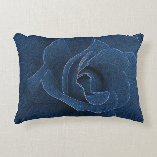 Velvet-blaue Rose Dekokissen (Vorderseite)