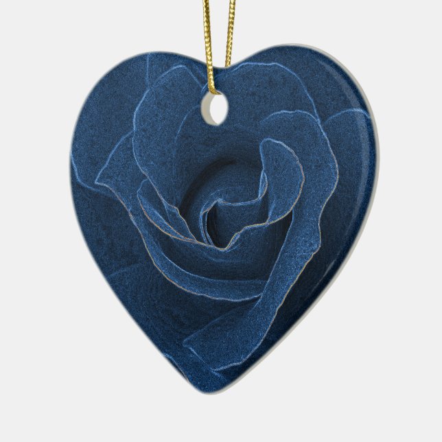 Velvet-blaue Rose Keramik Ornament (Links)
