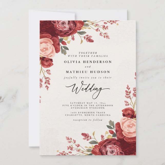 Velvet Bloom Archway Wedding Einladung (Vorderseite)