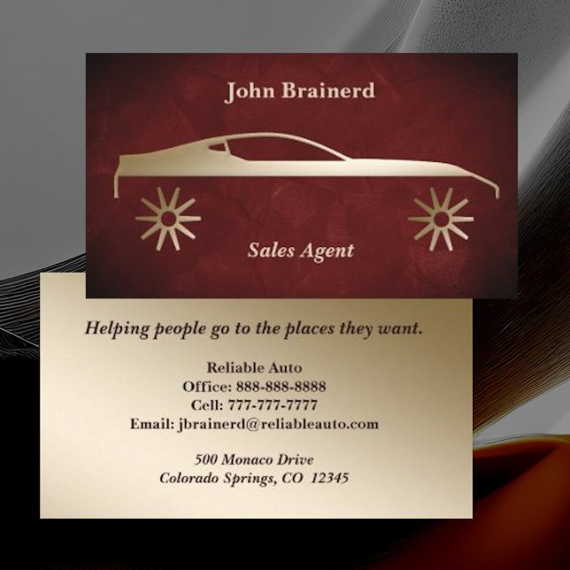 Velvet Crimson Red & Gold Auto Business Card Visitenkarte (Von Creator hochgeladen)