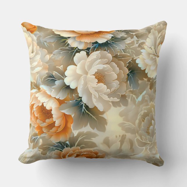 Velvet Fall Whispers Botanisch Kissen (Vorderseite)