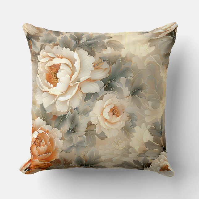 Velvet Fall Whispers Botanisch Kissen (Vorderseite)