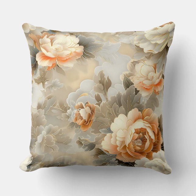 Velvet Fall Whispers Botanisch Kissen (Vorderseite)