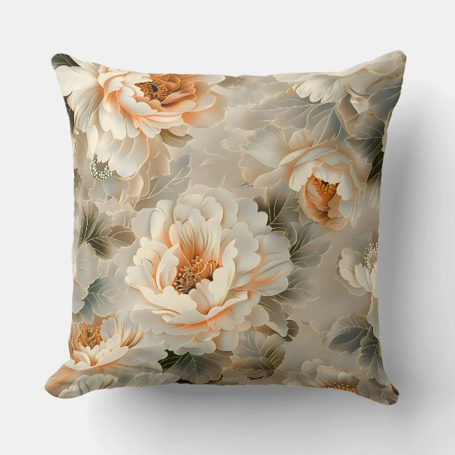 Velvet Fall Whispers Botanisch Kissen (Vorderseite)