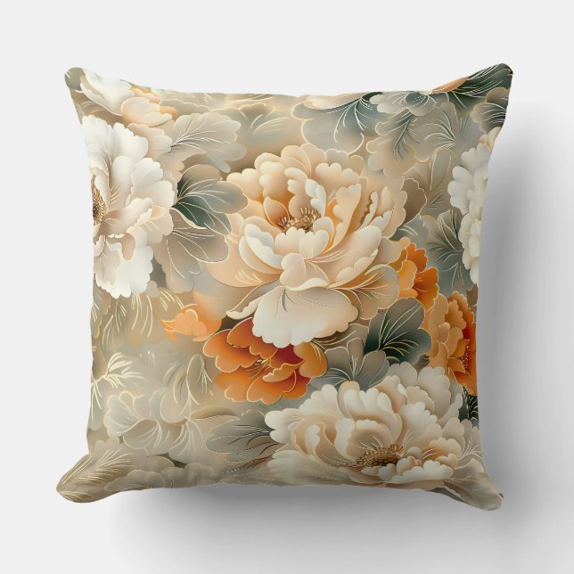 Velvet Fall Whispers Botanisch Kissen (Vorderseite)