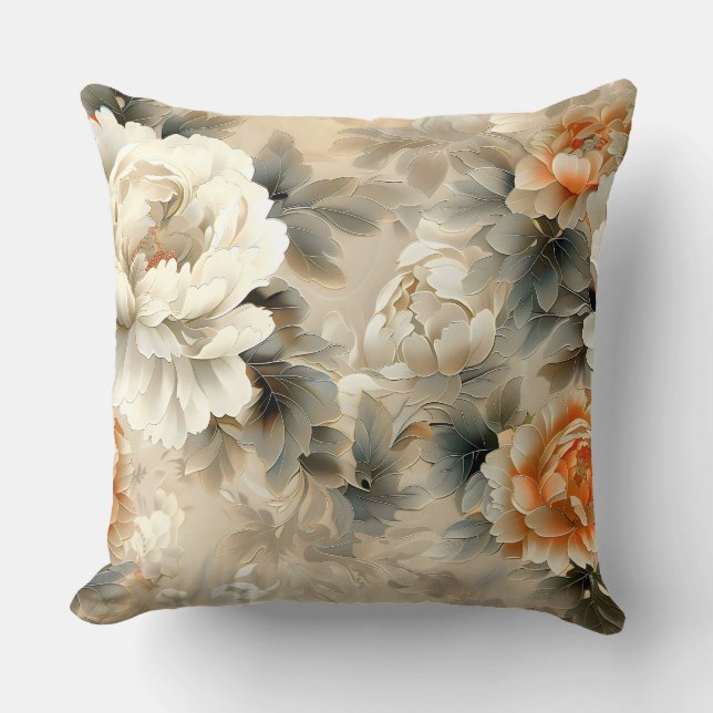 Velvet Fall Whispers Botanisch Kissen (Vorderseite)