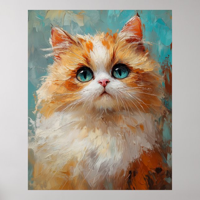 Velvet-Furred Persian Kitten Painting Poster (Vorne)