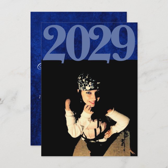 Velvet Grad | Sapphire Blue Jewel Tone Foto Einladung (Vorne/Hinten)