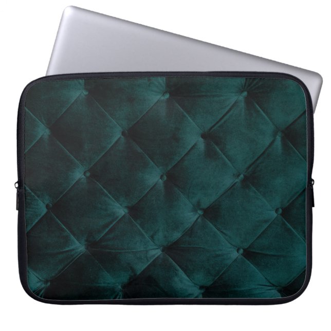 Velvet Green: Malachite Textile Elegance Laptopschutzhülle (Vorderseite)
