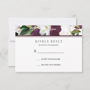 Velvet Magnolia Floral Wedding RSVP - Option Karte