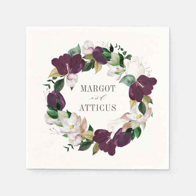Velvet Magnolias | Personalisierte Hochzeit Napkin Serviette (Vorderseite)