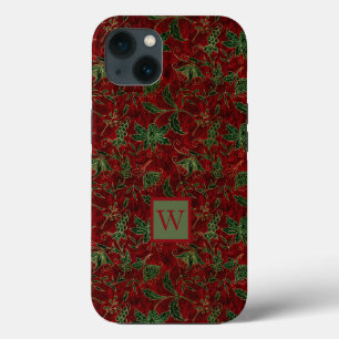 Velvet-Muster in Rot und Grün mit Initial-Imitat Case-Mate iPhone Hülle