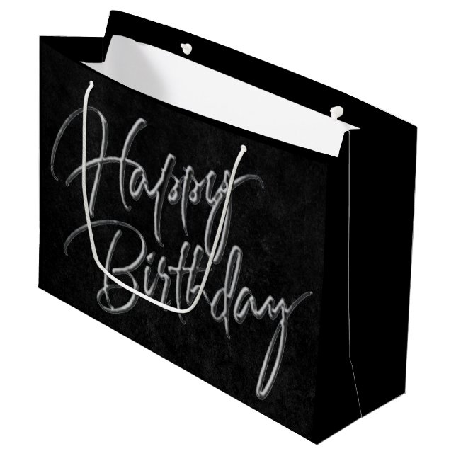 Velvet Onyx Grunge | Vampy Black Happy Birthday Große Geschenktüte (Vorderseite Schrägansicht)