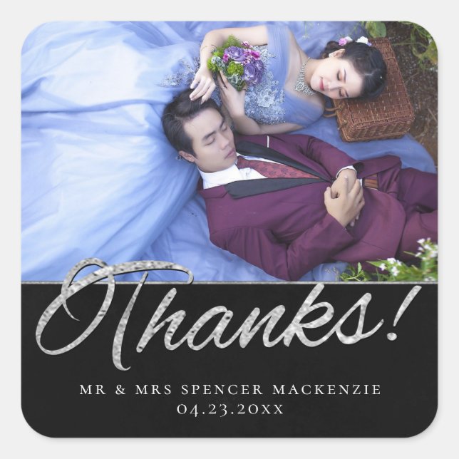 Velvet Onyx Grunge | Vampy Jet Black Danke Foto Quadratischer Aufkleber (Vorderseite)