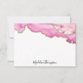 Velvet Pink Agate Geode Script Typography Mitteilungskarte