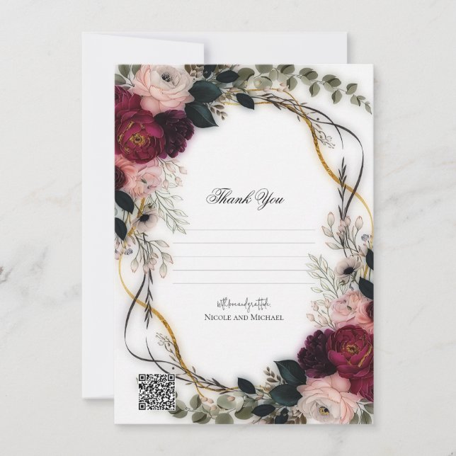Velvet Plum Garden Floral Greenery Wedding  Einladung (Vorderseite)