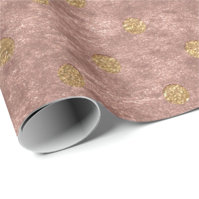 Velvet Polka Tiny Golden Dots Blush Pastel Pink Geschenkpapier (Rolleneckpunkt)