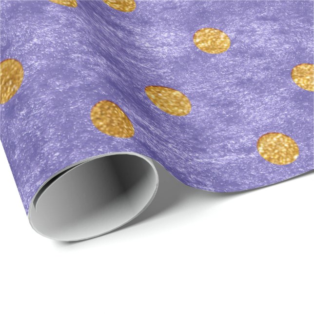 Velvet Polka Tiny Golden Dots Lavender Lila Geschenkpapier (Rolleneckpunkt)